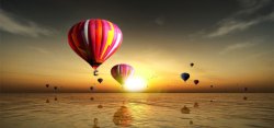 漂亮气球素材日落风景背景高清图片