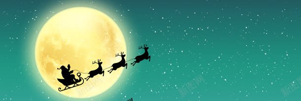 清新背景jpg设计背景_新图网 https://ixintu.com 圣诞老人 圣诞节海报 小鹿 月亮 雪橇