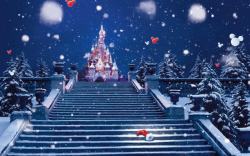 大雪草棚城堡飘大雪的梦幻城堡高清图片