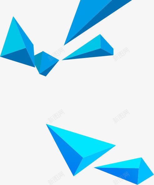 蓝色立体三角装饰png免抠素材_新图网 https://ixintu.com 三角 立体 蓝色 装饰