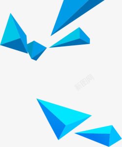 蓝色立体三角装饰素材