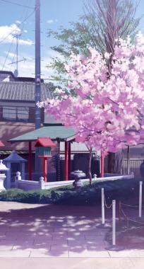 卡通日式粉色樱花背景