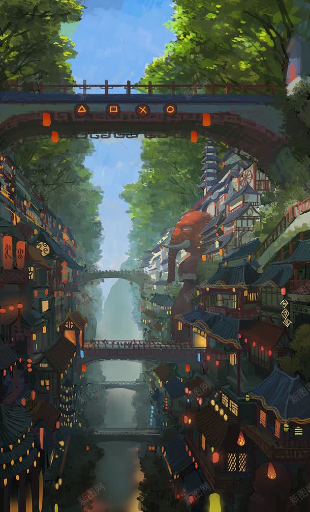 梦想创意城市动漫插画jpg设计背景_新图网 https://ixintu.com 创意 城市 插画 梦想