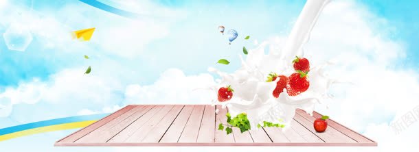 水果网页banner图jpg设计背景_新图网 https://ixintu.com 唯美 木板 水果 牛奶 美食