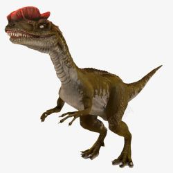 尖齿利爪奔跑3D恐龙红色头冠恐龙高清图片