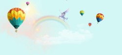 彩虹球热气球彩虹天空天马背景banner高清图片