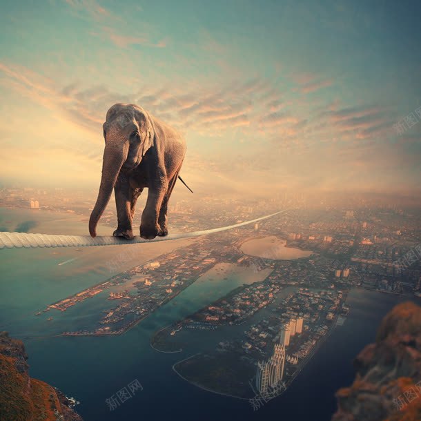 大象在路上城市缩小版jpg设计背景_新图网 https://ixintu.com 城市 大象 小版 路上