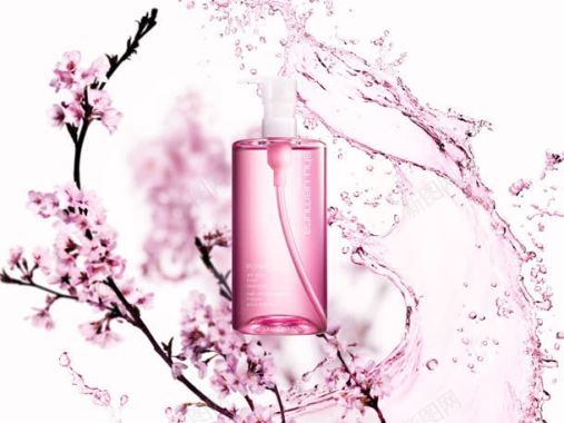 粉色桃花化妆品海报背景