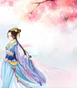淡雅美女古风淡雅美女手绘插画高清图片
