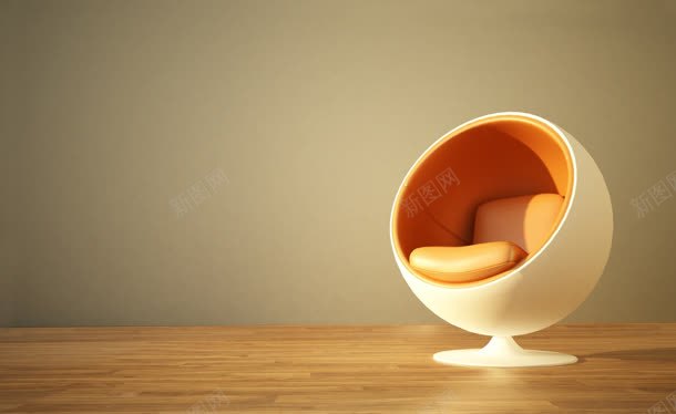 个性化座椅橘色内在白色外表背景
