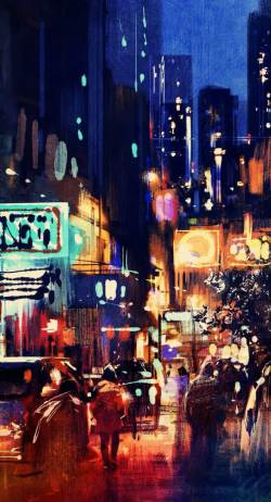 城市夜景背景水彩城市夜景壁纸高清图片