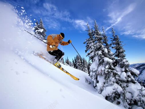 滑雪山坡上滑雪的男人海报背景背景