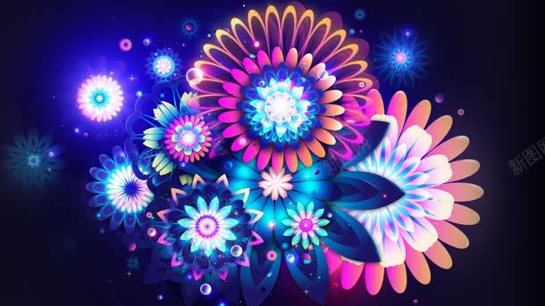 手绘彩色花朵光效jpg设计背景_新图网 https://ixintu.com 彩色 花朵