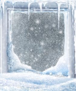 梦幻冬季结冰的窗户高清图片