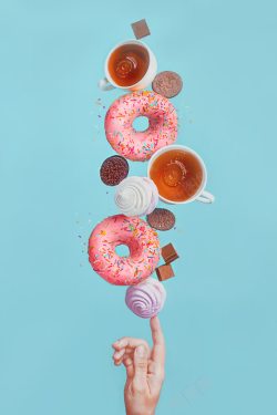 甜甜圈海报甜甜圈下午茶海报背景高清图片