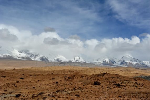 天空白云土地山峰背景