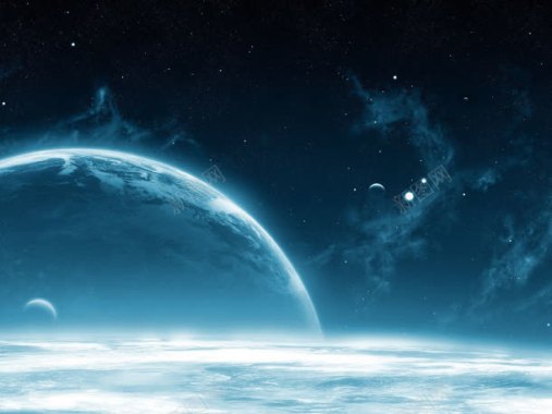 蓝色宇宙星空白云背景