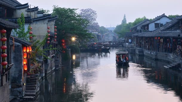 江南水乡小镇景观背景