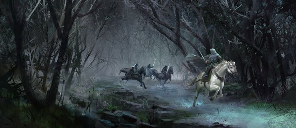 森林中追逐的骑士魔幻海报背景背景