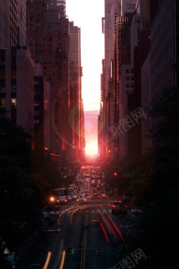 曼哈顿悬日美景奇观背景