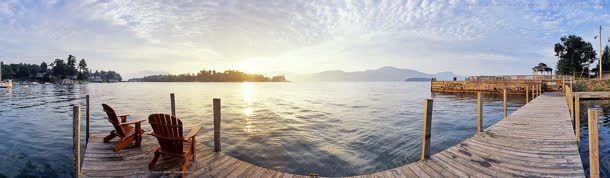 美国纽约乔治湖的早晨背景图摄影图片