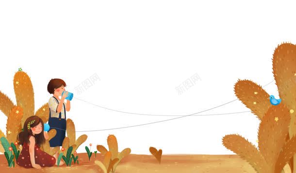 沙漠上的少年少女卡通海报背景jpg设计背景_新图网 https://ixintu.com 卡通 少女 少年 沙漠 海报 背景