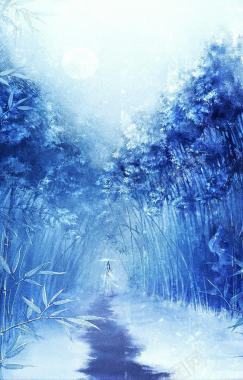 梦幻蓝色树林壁纸背景