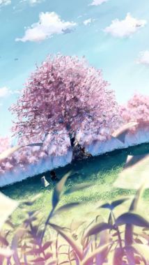 动漫唯美樱花树背景背景