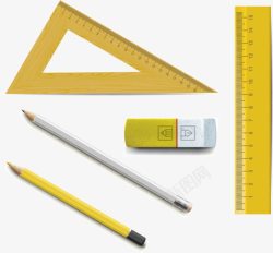 三角板尺子橡皮铅笔矢量图素材
