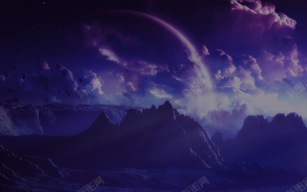 紫色山峦云层圆月海报背景jpg设计背景_新图网 https://ixintu.com 云层 山峦 海报 紫色 背景
