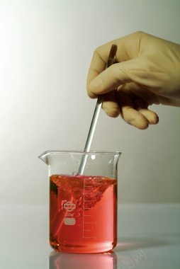 化学实验红色液体烧杯背景