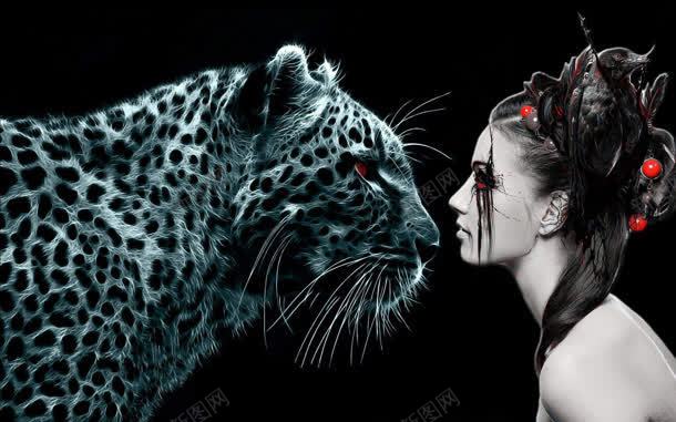 豹子美女和野兽jpg设计背景_新图网 https://ixintu.com 图片 美女 豹子 野兽