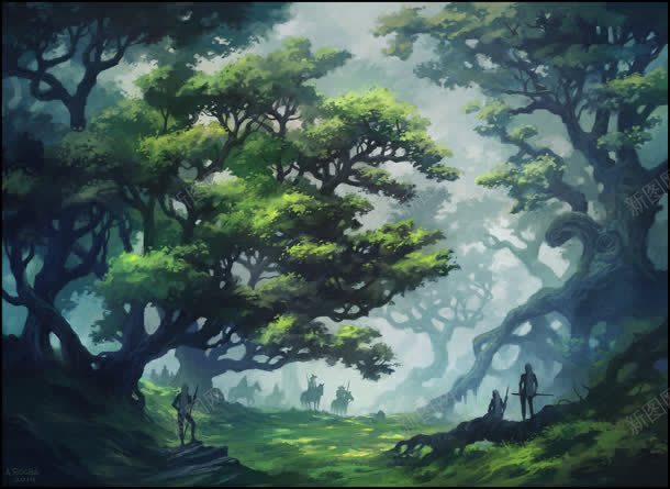 森林景观动漫插画jpg设计背景_新图网 https://ixintu.com 插画 景观 森林