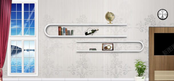 家居背景jpg设计背景_新图网 https://ixintu.com 书架 地板 家居 家庭 广告设计模板 沙发 海报设计 生活 窗户 装修