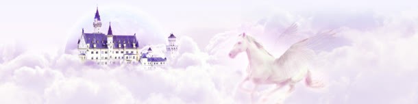 梦幻jpg设计背景_新图网 https://ixintu.com 云朵 城堡 紫色 飞马