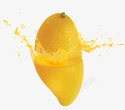 多汁芒果芒果果汁飞溅高清图片