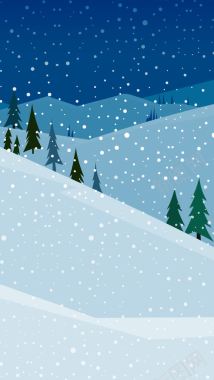 卡通冬天的树雪夜背景