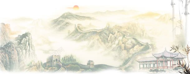 中国风背景jpg设计背景_新图网 https://ixintu.com psd 中国风 古诗 山水画 水墨 水墨画 竹子 背景 长城 风景