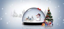 冬日雪人圣诞水晶球背景高清图片