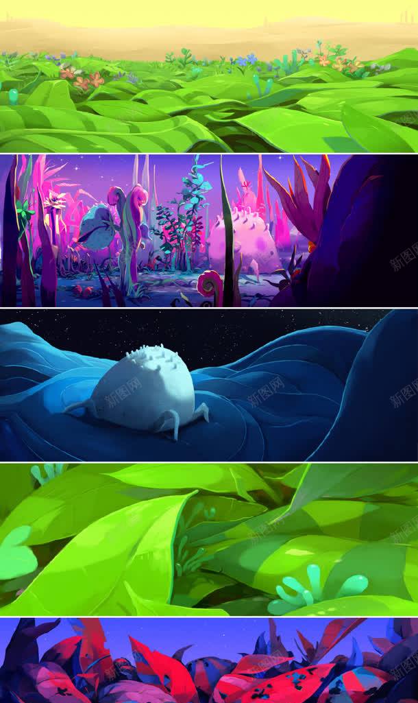 手绘卡通植物风景jpg设计背景_新图网 https://ixintu.com 卡通 植物 风景