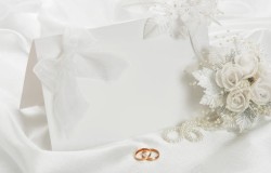 玫瑰花卡片设计婚礼贺卡与戒指高清图片
