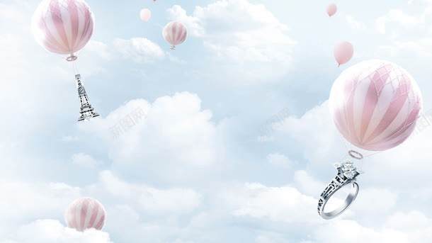 粉色热气球有惊喜jpg设计背景_新图网 https://ixintu.com 惊喜 热气球 粉色