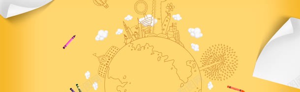 金融背景jpg设计背景_新图网 https://ixintu.com 地球 城市 扁平化 线稿地标 黄色