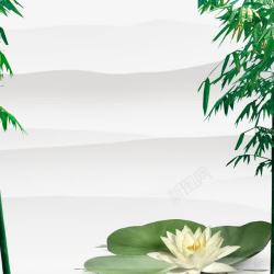 绿色竹子海浪边框主图荷叶背景图高清图片