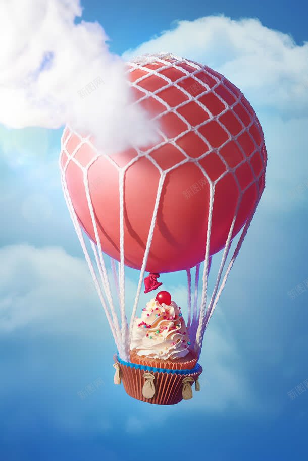 红色气球白色云朵jpg设计背景_新图网 https://ixintu.com 云朵 气球 白色 红色