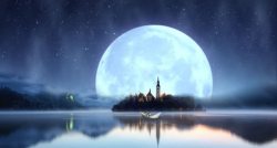 童话型城堡童话意境月亮城堡夜空高清图片