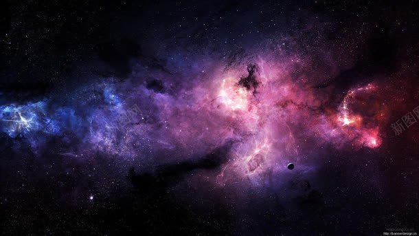 宇宙中的紫色蓝色星座海报背景背景