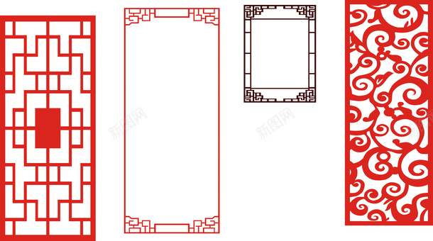 复古传统中国风窗户边框cdr免抠素材_新图网 https://ixintu.com 传统 复古 格子窗户 窗户 边框