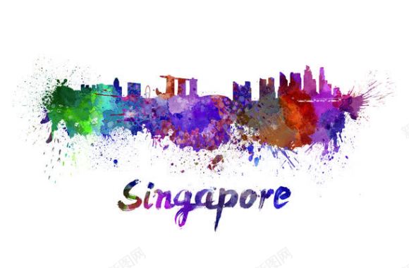 新加坡水彩插画背景