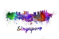 新加坡建筑新加坡水彩插画高清图片